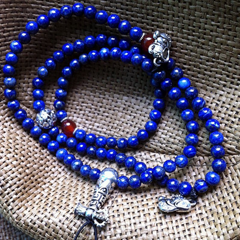 天然蓝金沙石蓝砂石散珠水晶珠子 diy手工饰品蓝沙串珠手链 散珠