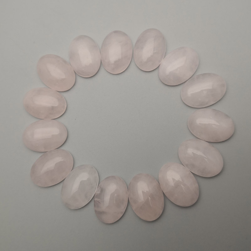 速卖通爆款13x18mm天然玫瑰石英粉晶戒面diy贴片珠子配件批发祼石