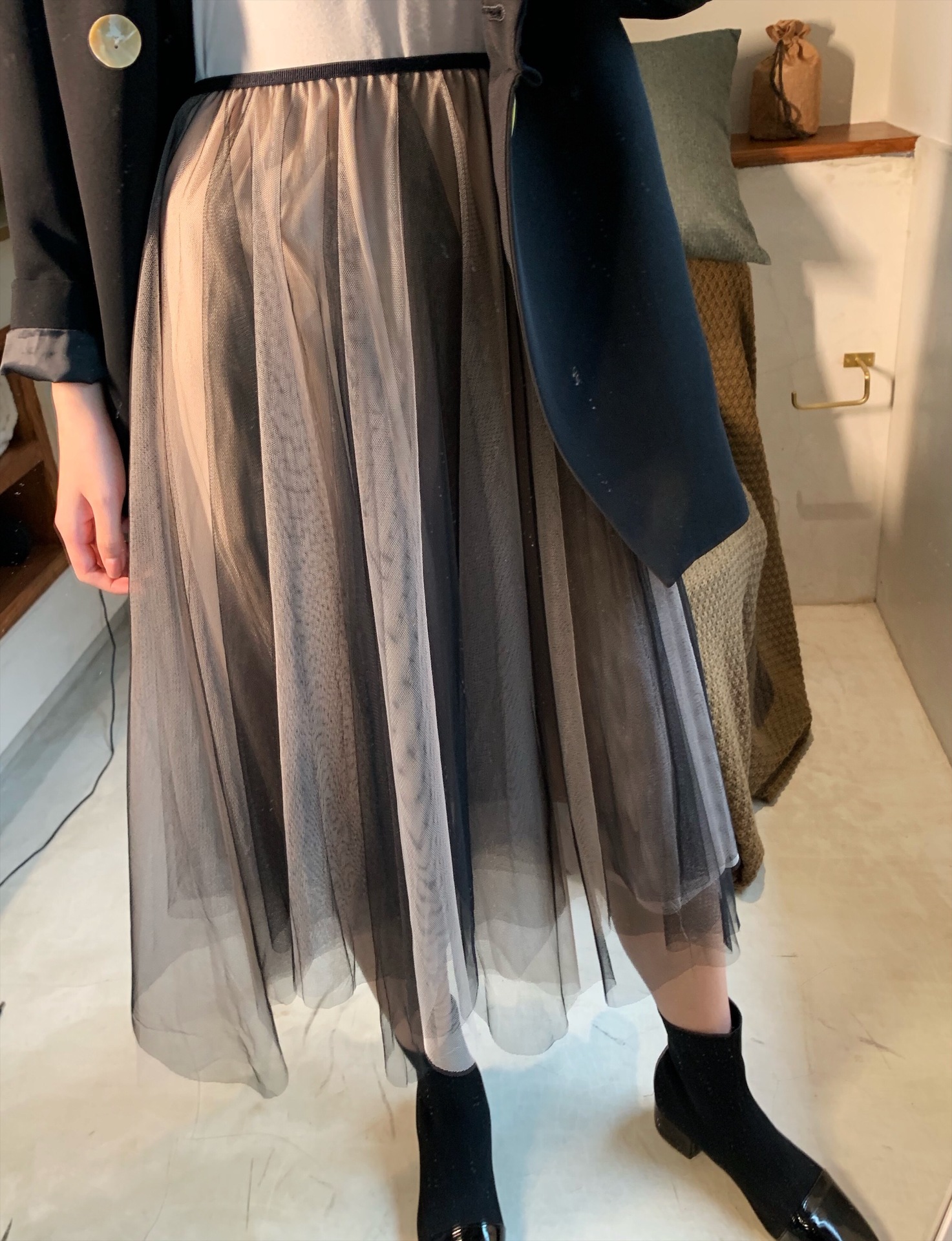 2019春夏新款 暗黑仙女风纱裙高腰半身裙中长款女不规则大摆裙