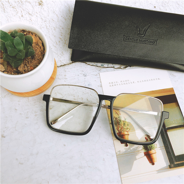 复古大框潮搭眼镜女潮下半框方形圆宽脸造型眼镜可配近视眼镜框架