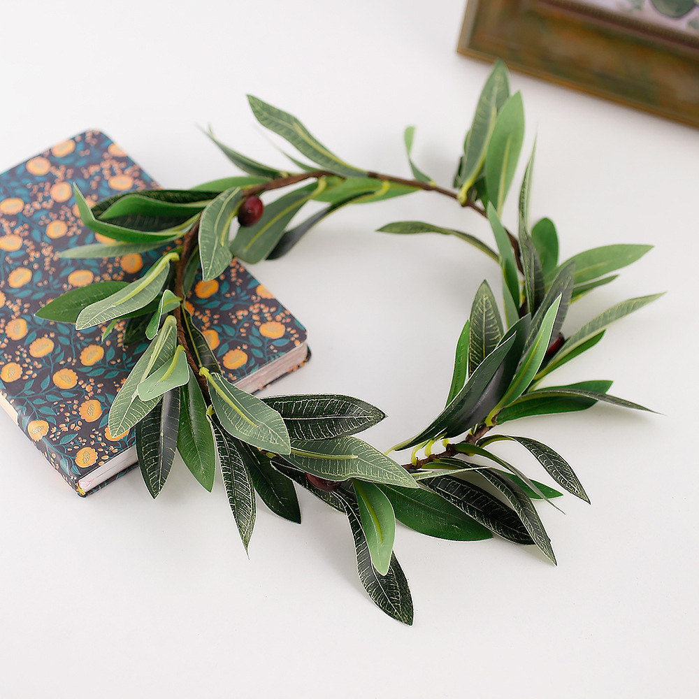 希腊女神仿真橄榄叶花环 浆果橄榄枝头饰摄影度假旅游配饰