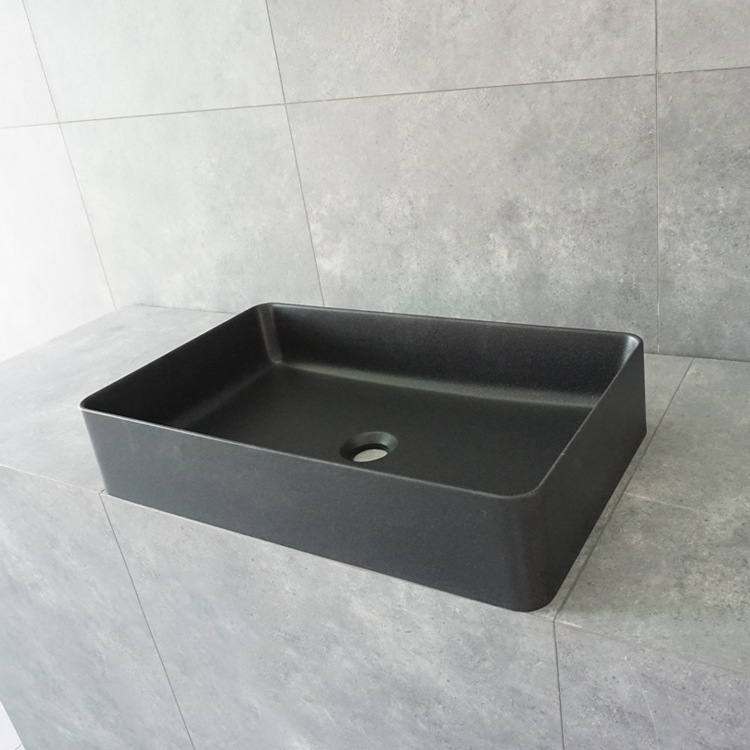 酒店工程家用小户型浴室阳台柜盆石英石艺术花岗岩台上洗手盆黑色