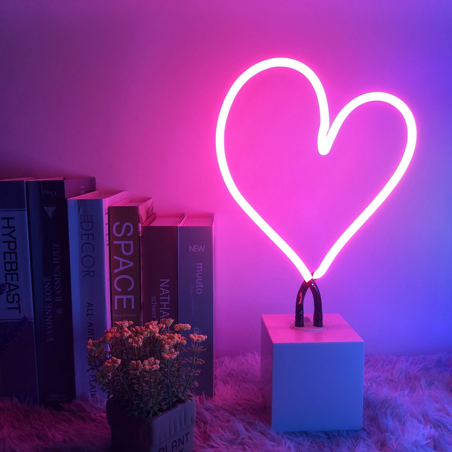 热卖爆款霓虹灯玻璃霓虹灯 爱心台式霓虹灯网红款霓虹灯