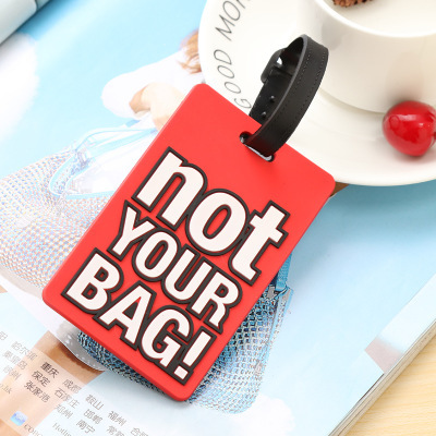 In Stock Factory Hot Selling English Letters PVC Soft Rubber Baggage Tag Fashion Boarding Tag Luggage Listing