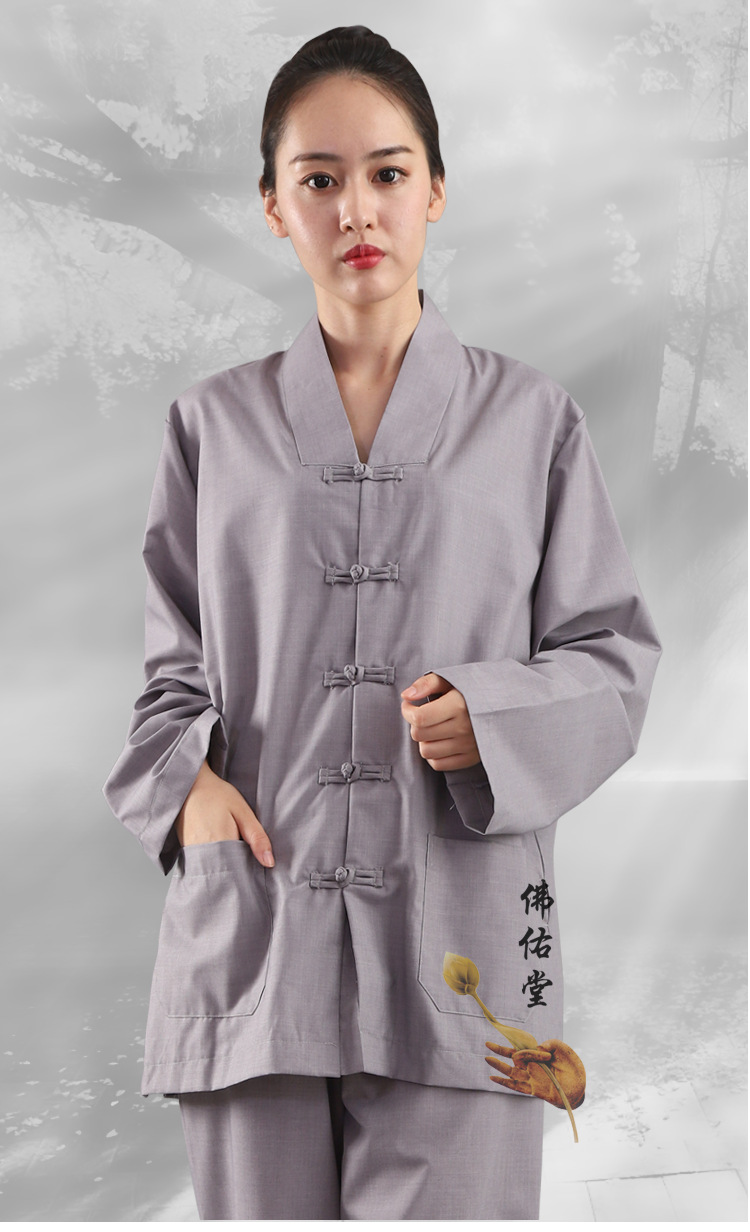 佛教居士服套装居士禅修服传统布扣款僧衣僧服男女款海青服四季款