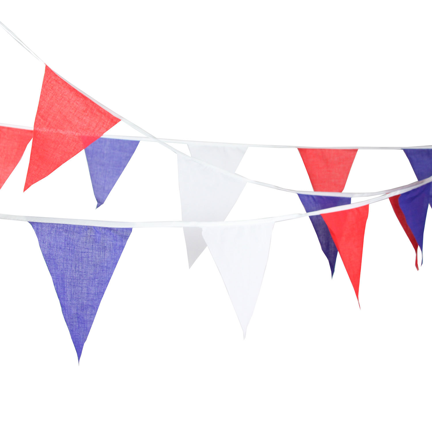 10米36片红蓝白棉布三角旗生日装饰旗拍照背景欧美婚礼嘉年华布置