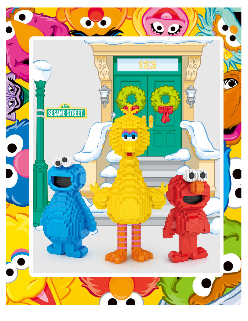 loz套装芝麻街正品kaws积木联名款限量版成人高难度微钻颗粒