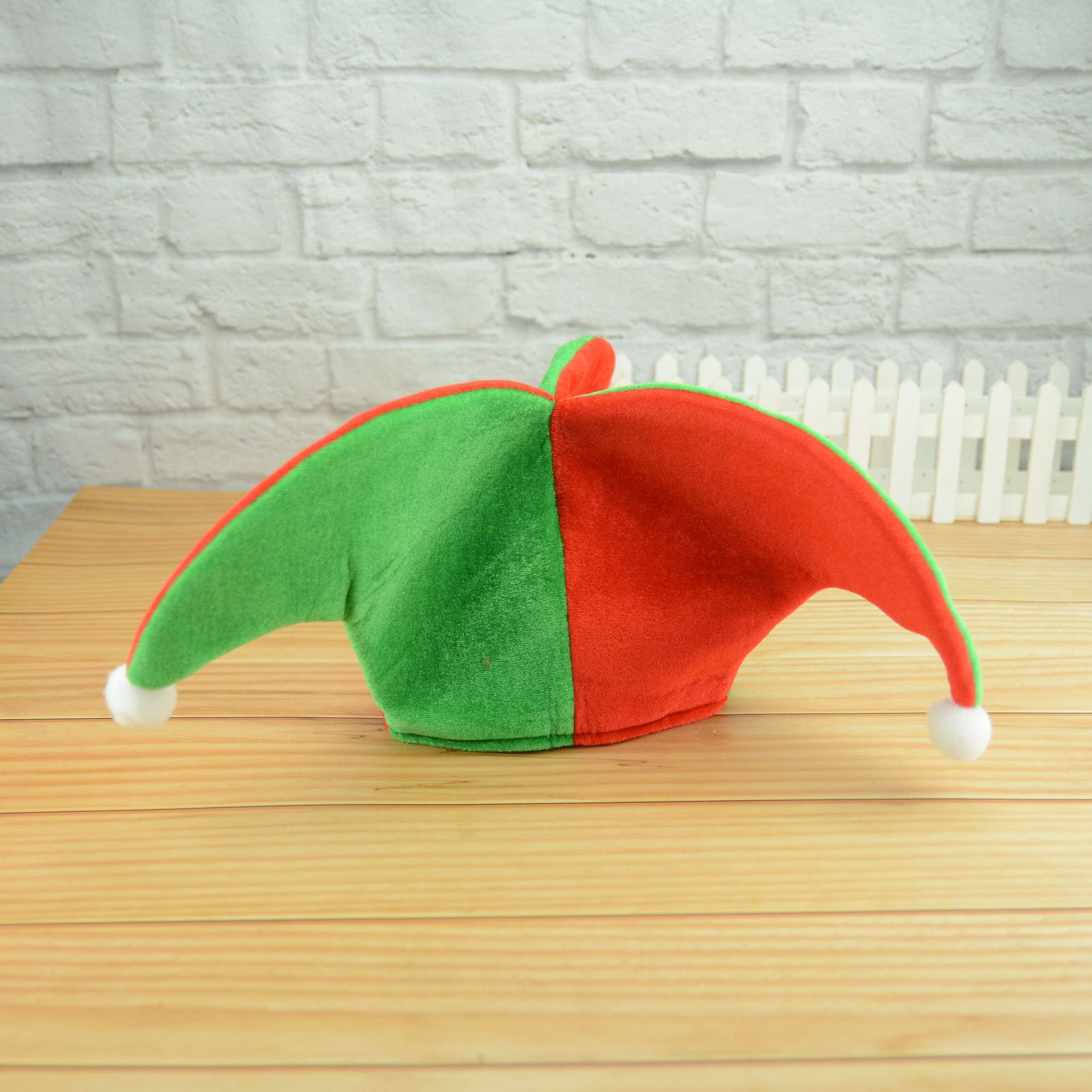 圣诞精灵帽 绒布三角精灵小丑帽 圣诞帽 万圣节小丑帽派对用品