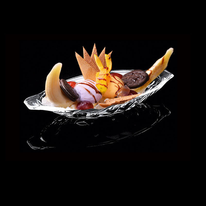 创意香蕉船果盘亚克力塑料透明沙拉冰淇淋甜品零食小吃碟厂家批发