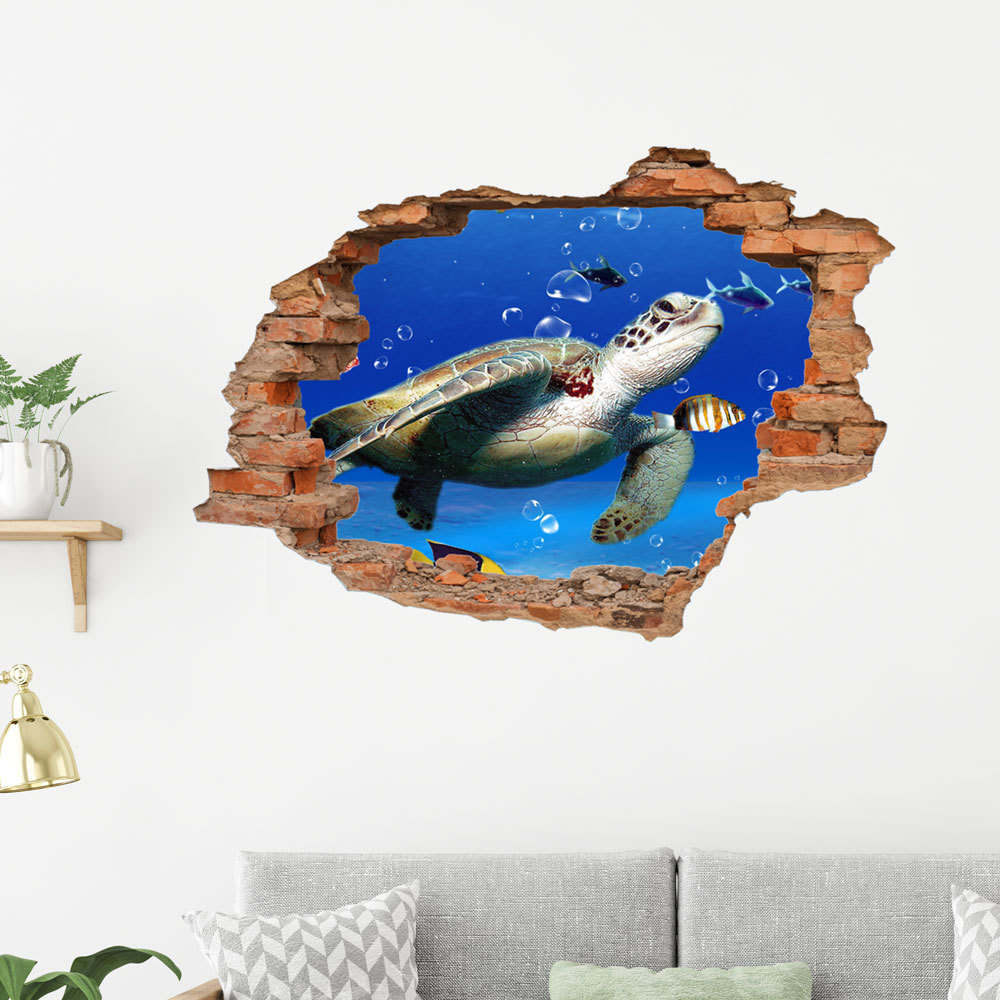 ew059-067 仿真破墙穿墙3d立体墙贴假窗户客厅卧室背景贴画贴纸