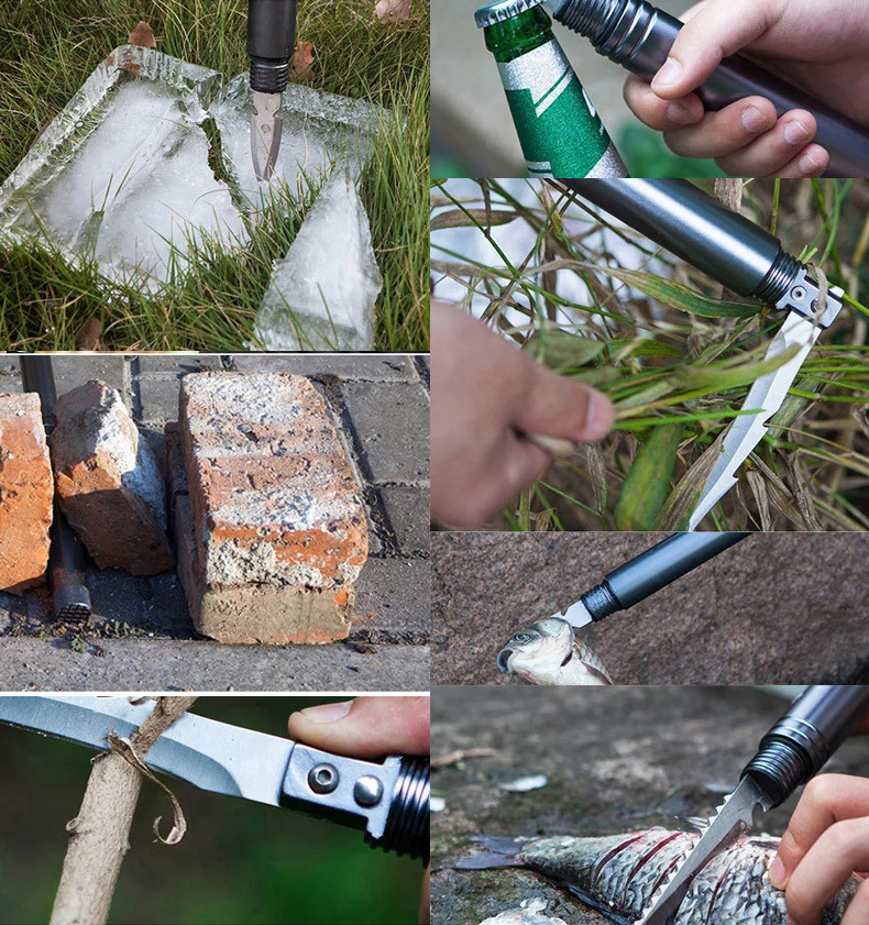 荒野求生工具登山杖露营探险棍可伸缩多功能驴友徒步野外防身装备