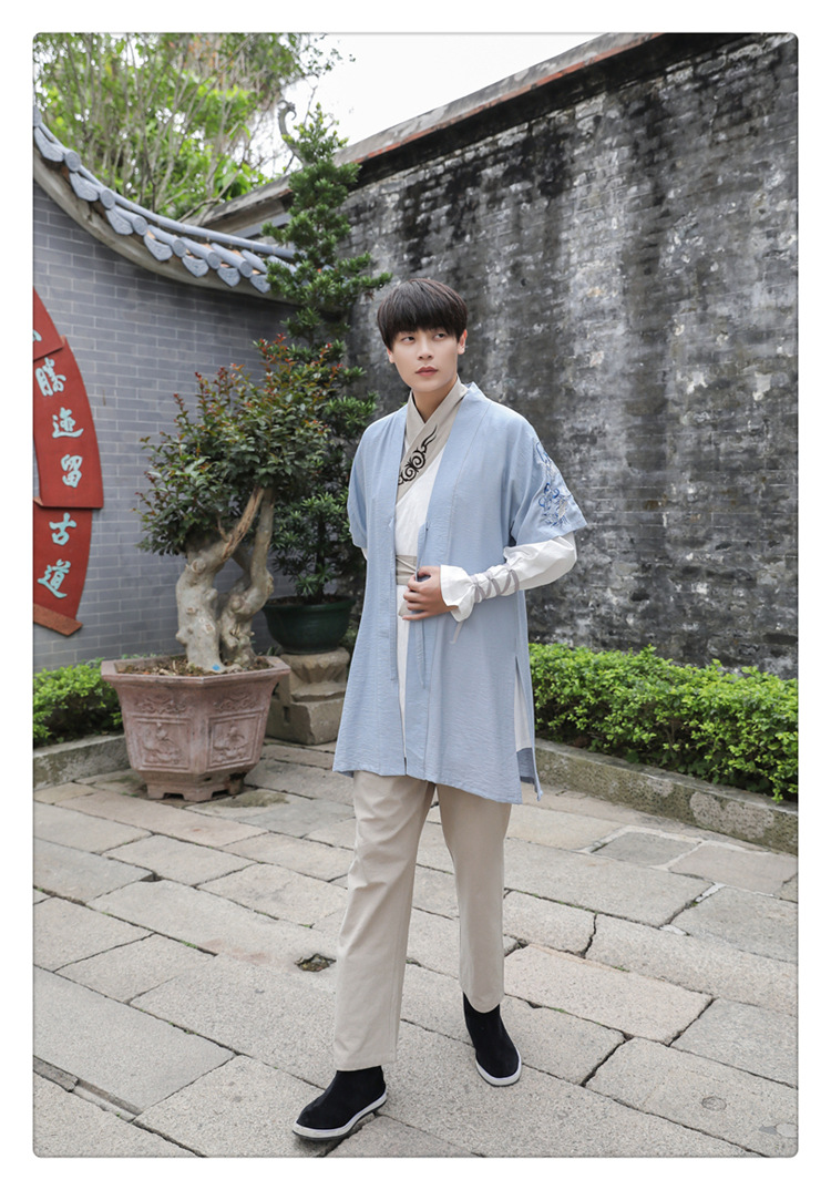 原创短打武侠书生情侣汉服男女工作团体班服古装打底中衣长裤套装