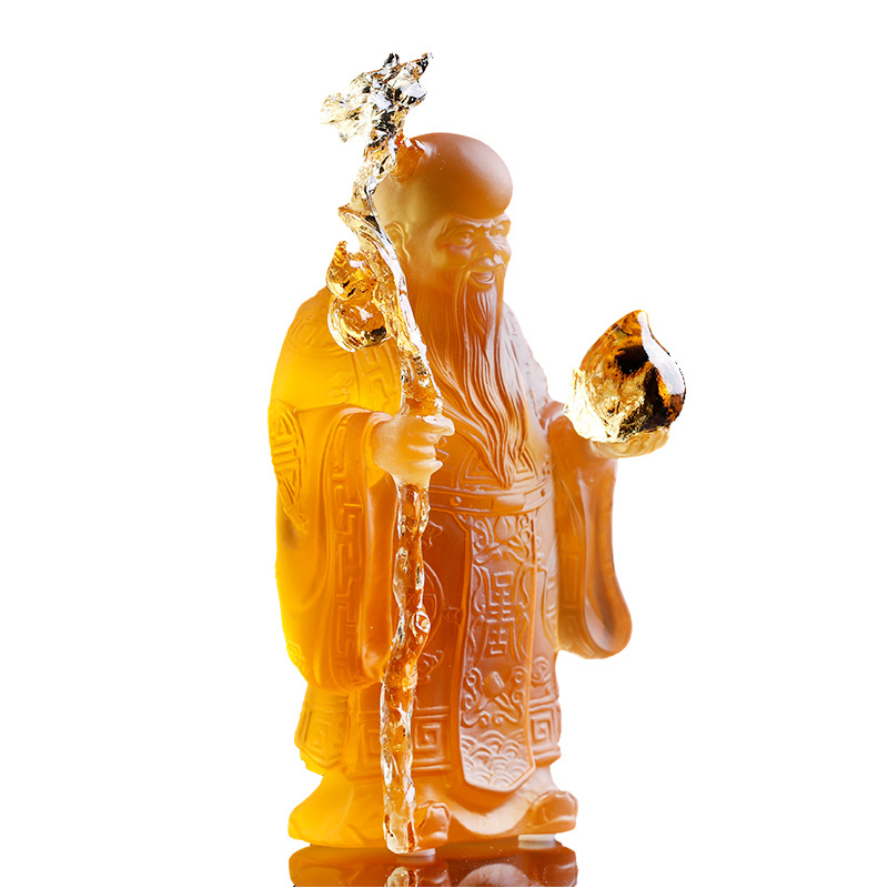 Glaze Fu Lu Shou God of Wealth Birthday Star Lu Xing Buddha Ornament Store Worship Altar Fortuna Statue Gifts