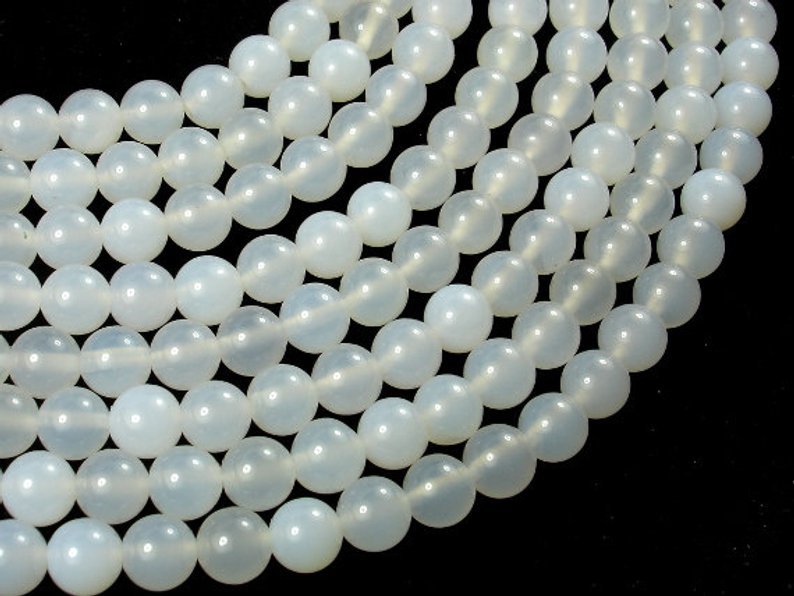 天然白玉髓玛瑙4mm6mm8mm10mm光面水晶宝石水晶珠子,手链项链diy