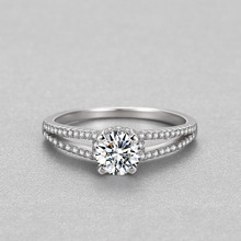 YJZ112纯银925时尚90分仿莫桑石饰品结婚戒指 碎钻包围钻戒