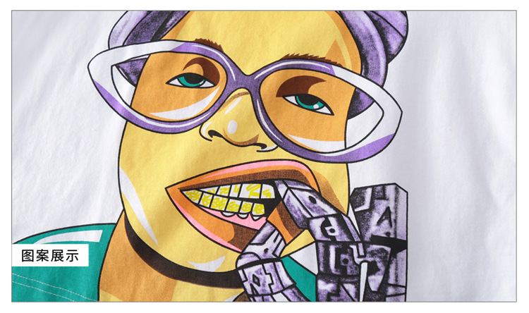 2019男童卡通大金牙两件套夏季韩版休闲中大童短袖宽松t恤套装潮