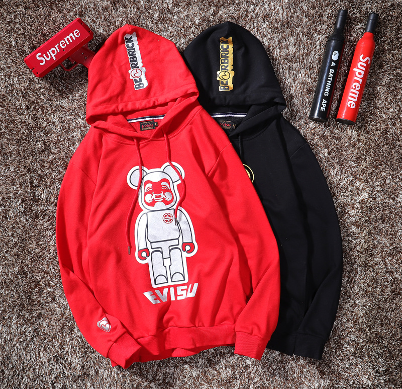 秋冬潮款批发印花积木暴力熊连帽卫衣男毛圈款休闲外套情侣z5003