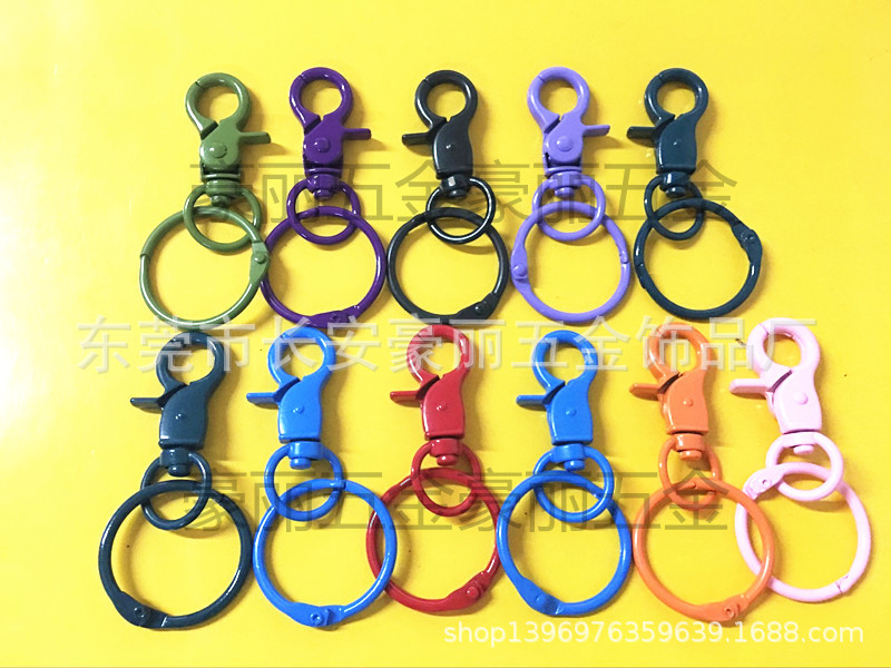 21 Color Paint Snap Hook plus Circlip Flat Ring Paint Keychain Spring Keychain Color Lobster Buckle