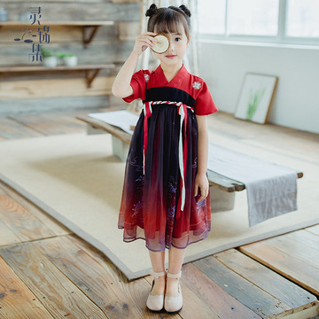 儿童古装仙女服汉服女童公主小孩中国风古代衣服改良襦裙抖音同款