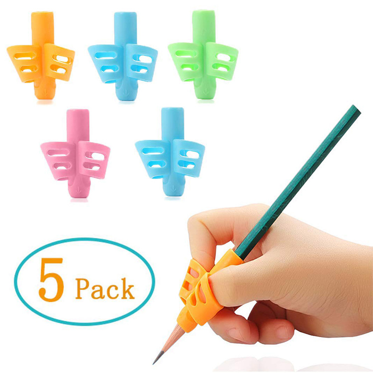2-finger 3-finger soft silicone soft glue pen holder children stationery writing corrector primary and secondary school students correction pen spot