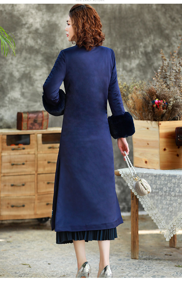 og99367新款复古风重工刺绣改良旗袍裙tzf