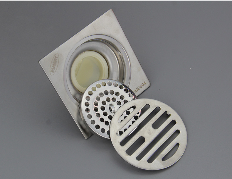 maat304不锈钢加厚防臭防虫地漏 防返水t型地漏d218 304不锈钢