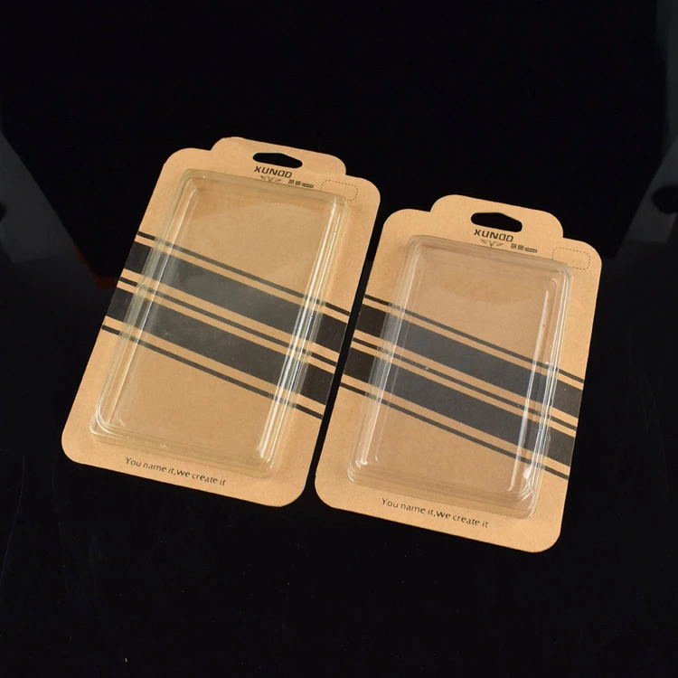 厂家订做手机壳pvc吸塑包装盒牛皮纸柔韧性印刷卡纸对折中间吸塑