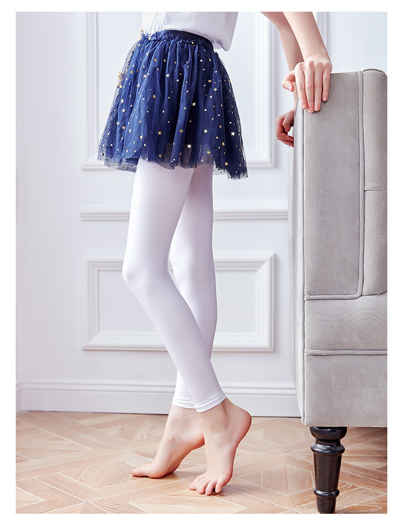 儿童九分袜女童白色舞蹈袜夏季薄袜子打底袜不带脚丝袜专业练功袜