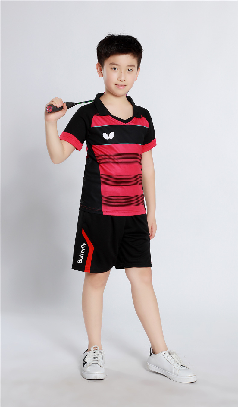 新款儿童乒乓球服男童速干翻领短袖女童学生羽毛球运动服1803b