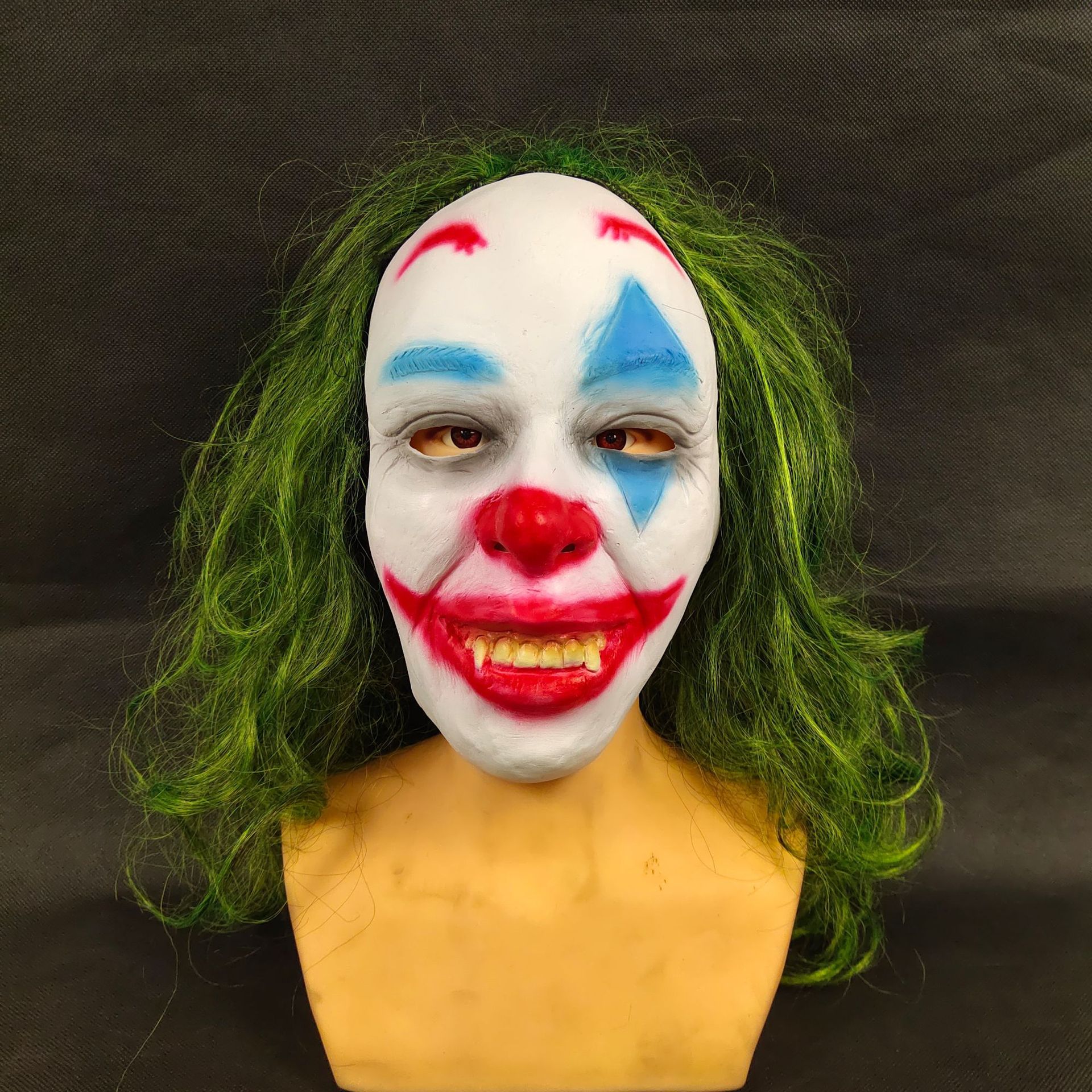 万圣节跨境杰克小丑绿色假发蝙蝠自杀小队骑士小丑乳胶面具