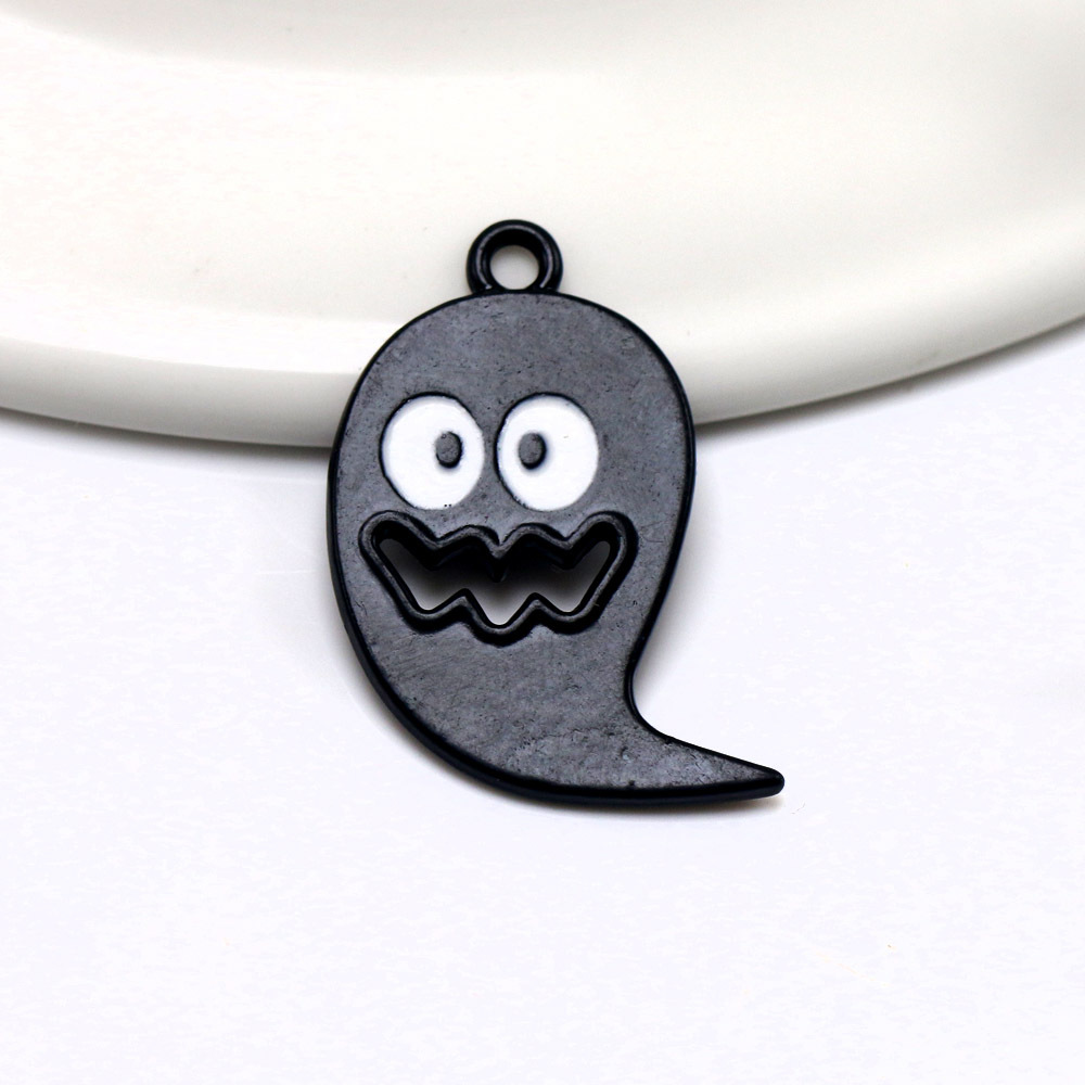 diy合金饰品配件批发滴釉黑色幽灵头像挂件吊坠项链28*18mm