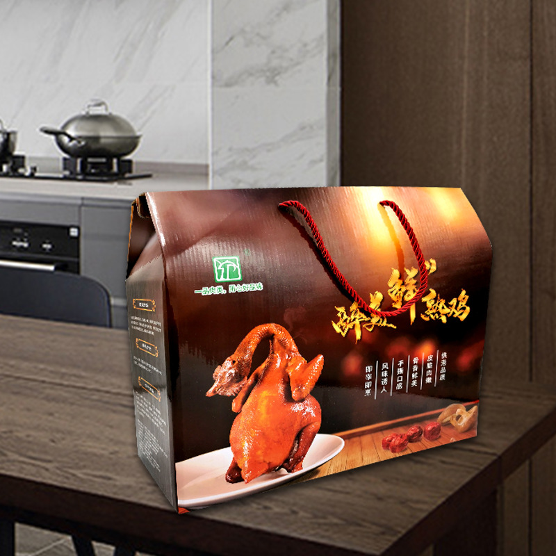 土特产烤鸡礼品盒批发手提食品包装盒印刷牛皮纸瓦楞彩盒狗粮纸盒