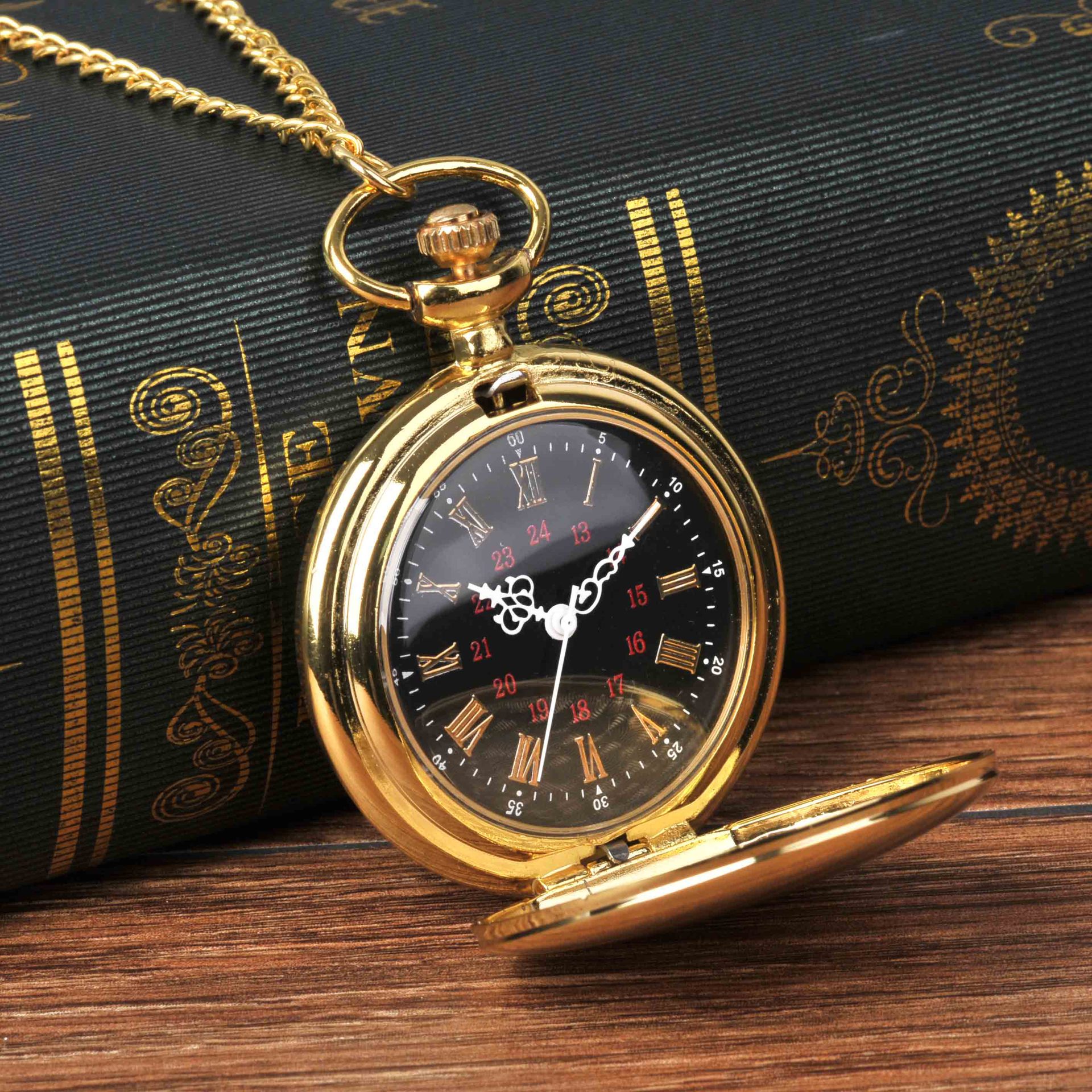 大号怀表金色两面光罗马面 刻字怀表厂家批发8823