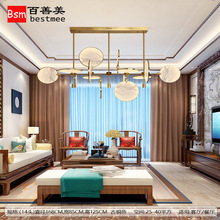 新中式客厅吊灯现代简约轻奢禅意云追月山水画书房卧室餐厅茶室灯