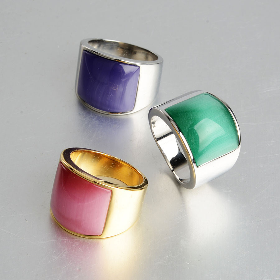 钛钢饰品批发 创意不锈钢男士猫眼石大班指 单身食指环戒指代发