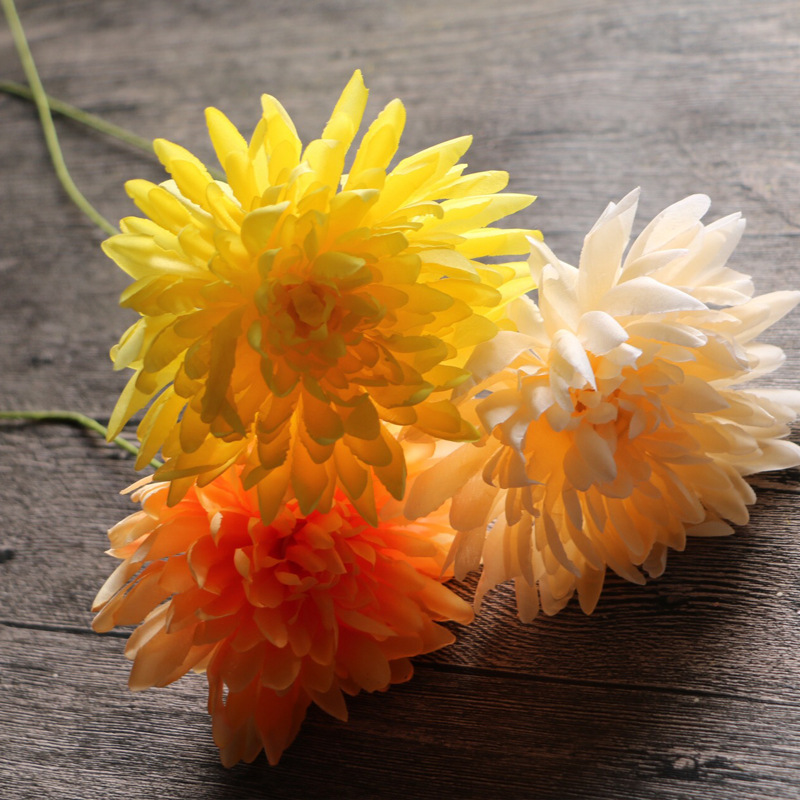 厂家直销菊花假花单支金丝菊仿真花清明祭祀扫墓手工绢花布花装饰