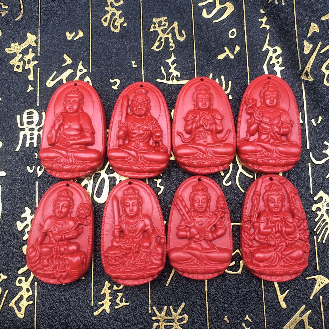 批发朱砂十二生肖本命佛吊坠项链八大守护神毛衣链旅游店铺小礼品