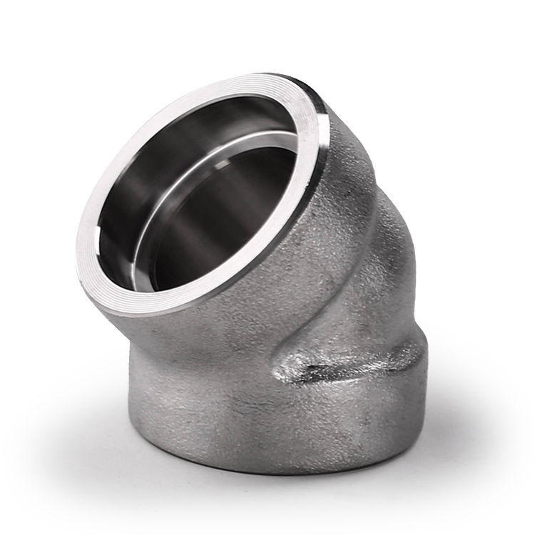 不锈钢304 316l 45度承插焊弯头耐210kg高压管件3000lb锻造