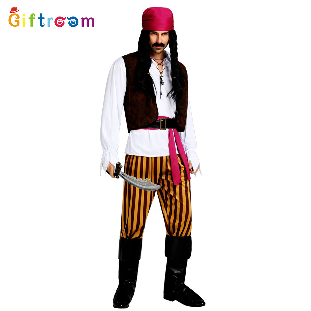欧美外贸cosplay海盗船长表演舞台演出服装成人男酷海盗派对服饰