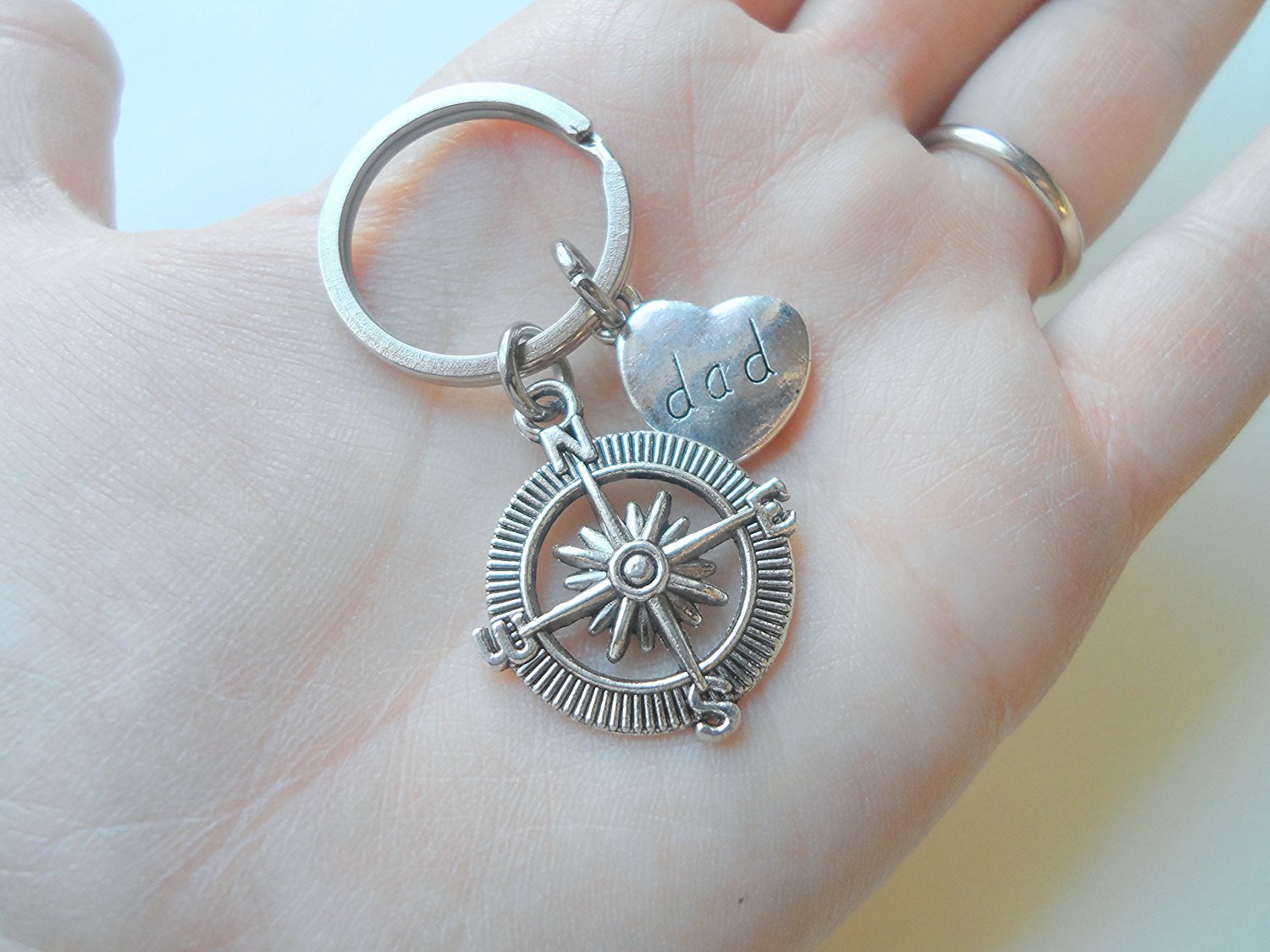 欧美爆款 dad 船锚 指南针 mom 父亲母亲节礼物 爸爸妈妈 钥匙扣