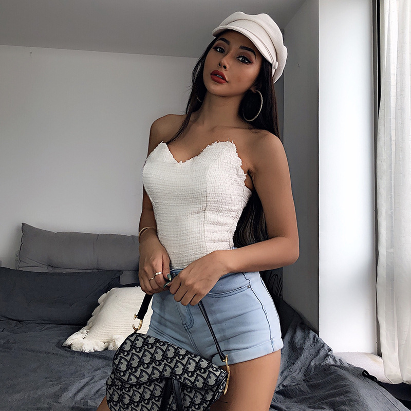Tank Tops 2021 Spring Women Sample Solid Knitted Corset Camis Casual Off Shoulder Cincher Sexy Bustier White Black Tank Tops 2021 Spring Women Sample Solid Knitted Corset Camis Casual Off Shoulder Cincher Sexy Bustier White Black