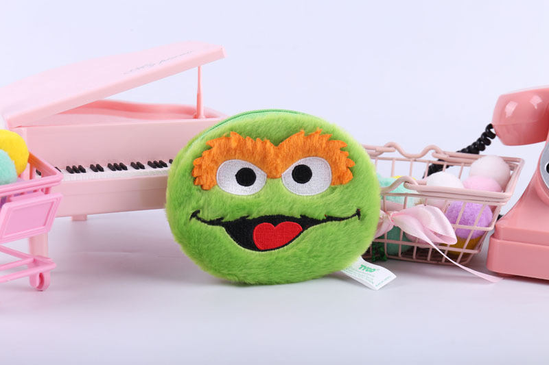 芝麻街系列艾摩elmo甜饼怪大鸟卡通可爱毛绒零钱包硬币包卡包挂件