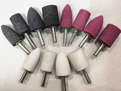 砂轮磨头 陶瓷打磨头 柄6mm 火石仔 金属抛光 灰黑色 红 子弹头柱