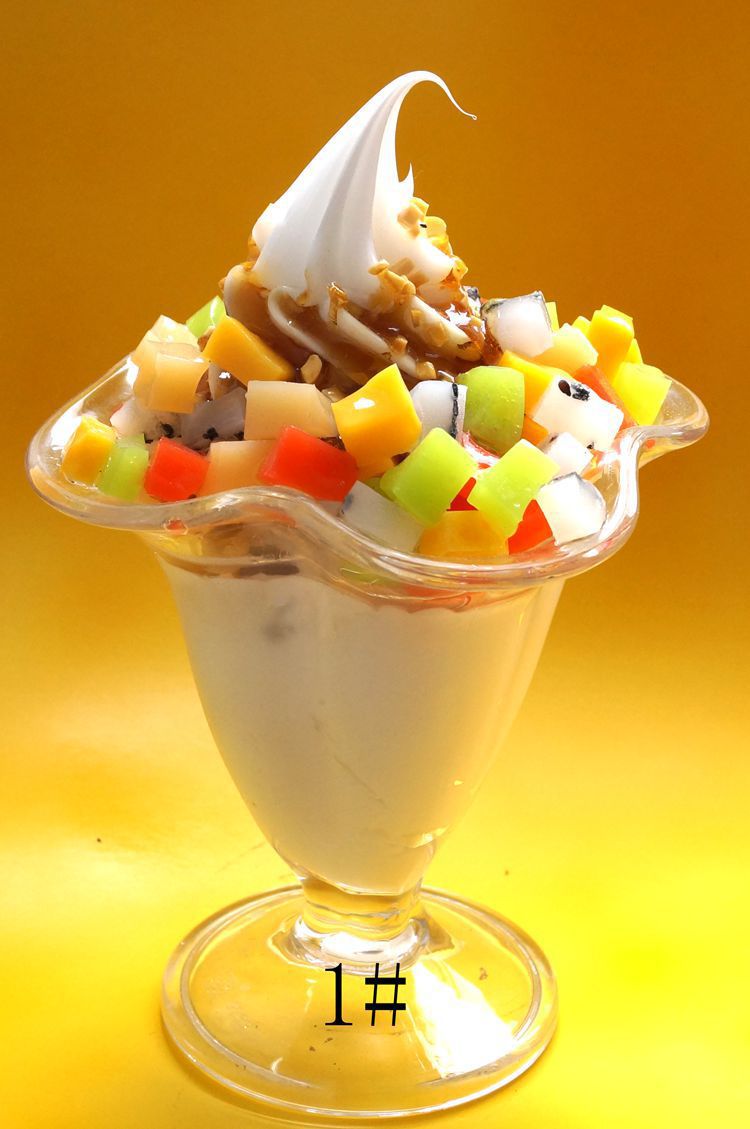 仿真花式冰淇淋模型水果冰激凌杯装花淇淋模型食玩样板房道具