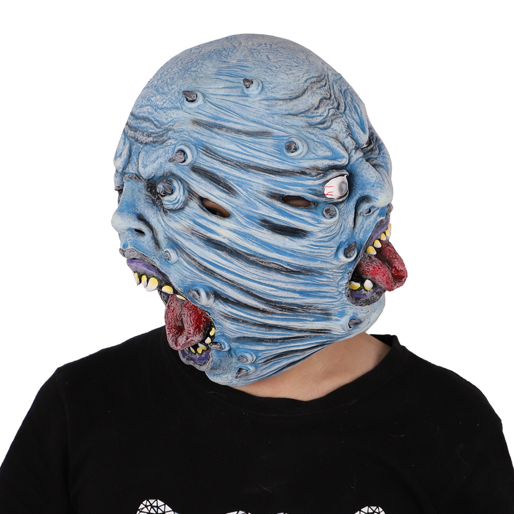 万圣节面具 恐怖化装舞会恶魔防毒面具 僵尸亡灵乳胶头套派对文化