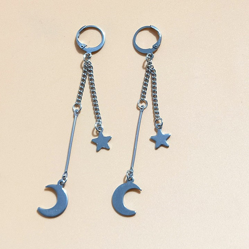 bts防弹少年团朴智旻jimin同款耳钉星星月亮耳环学生男女耳饰