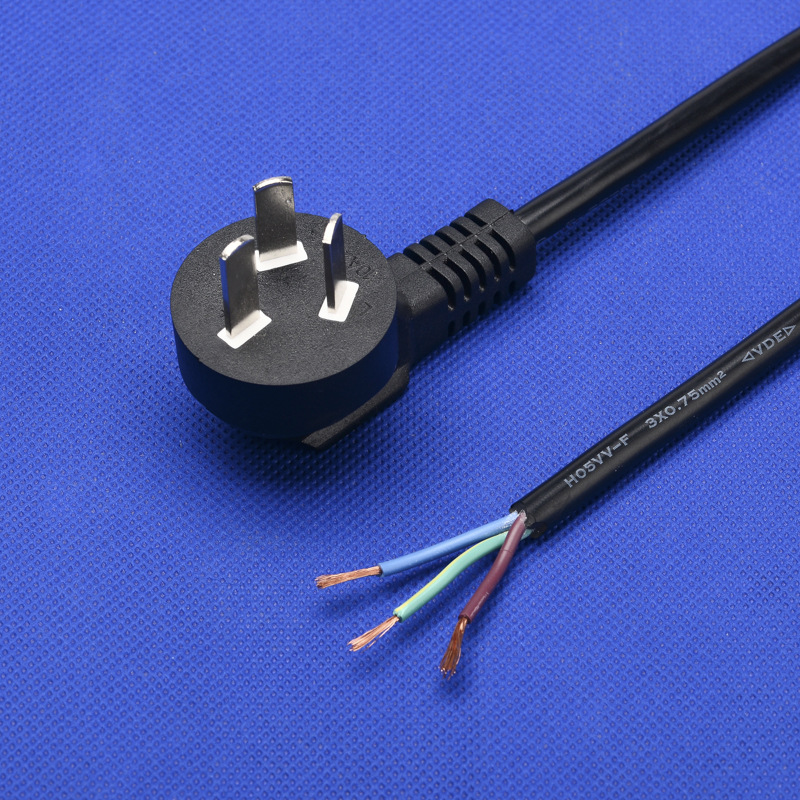 国标三插电源线 国标3芯纯铜0.75平方1.5米单头尾部裸线电源线