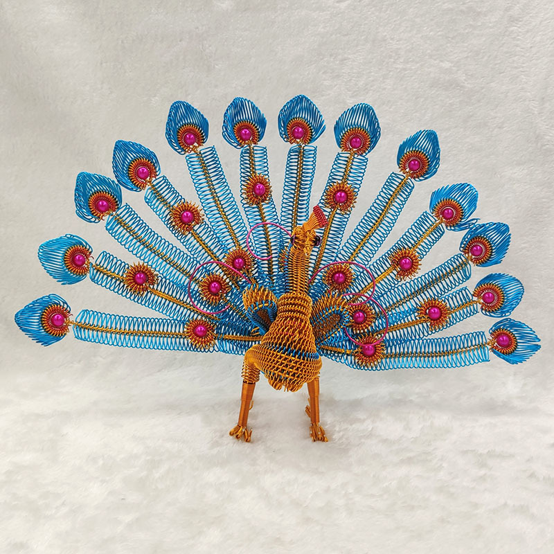 【开屏孔雀】手工铝线孔雀模型手编铝丝工艺品凤凰创意家居摆件