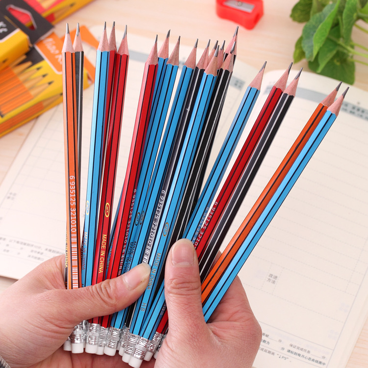 批发hb铅笔小学生写字画图用铅笔创意学生文具一盒12支附赠卷笔刀