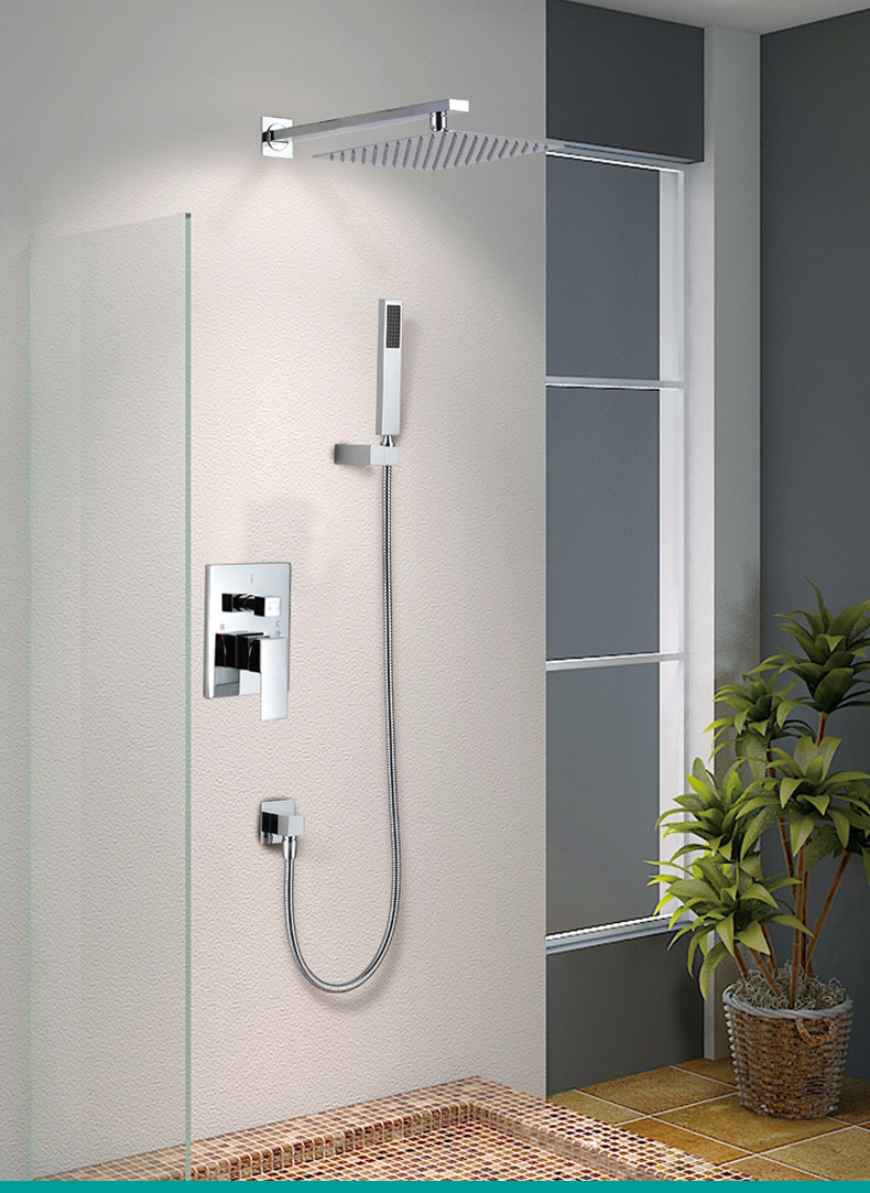 暗装花洒套装 全铜 两功能入墙式龙头 方型预埋盒淋浴 安巢